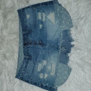 American Original Rewash Ripped Denim Shorts